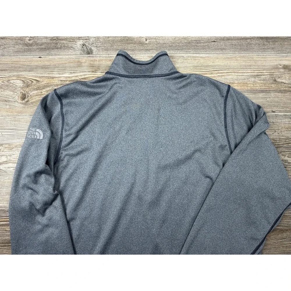 The North Face Grey 1/4 Zip Pullover Activewear Shirt With BIGGBY Logo Mens L